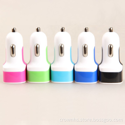 Mobile phone mini portable 12v fast 3 port usb car charger